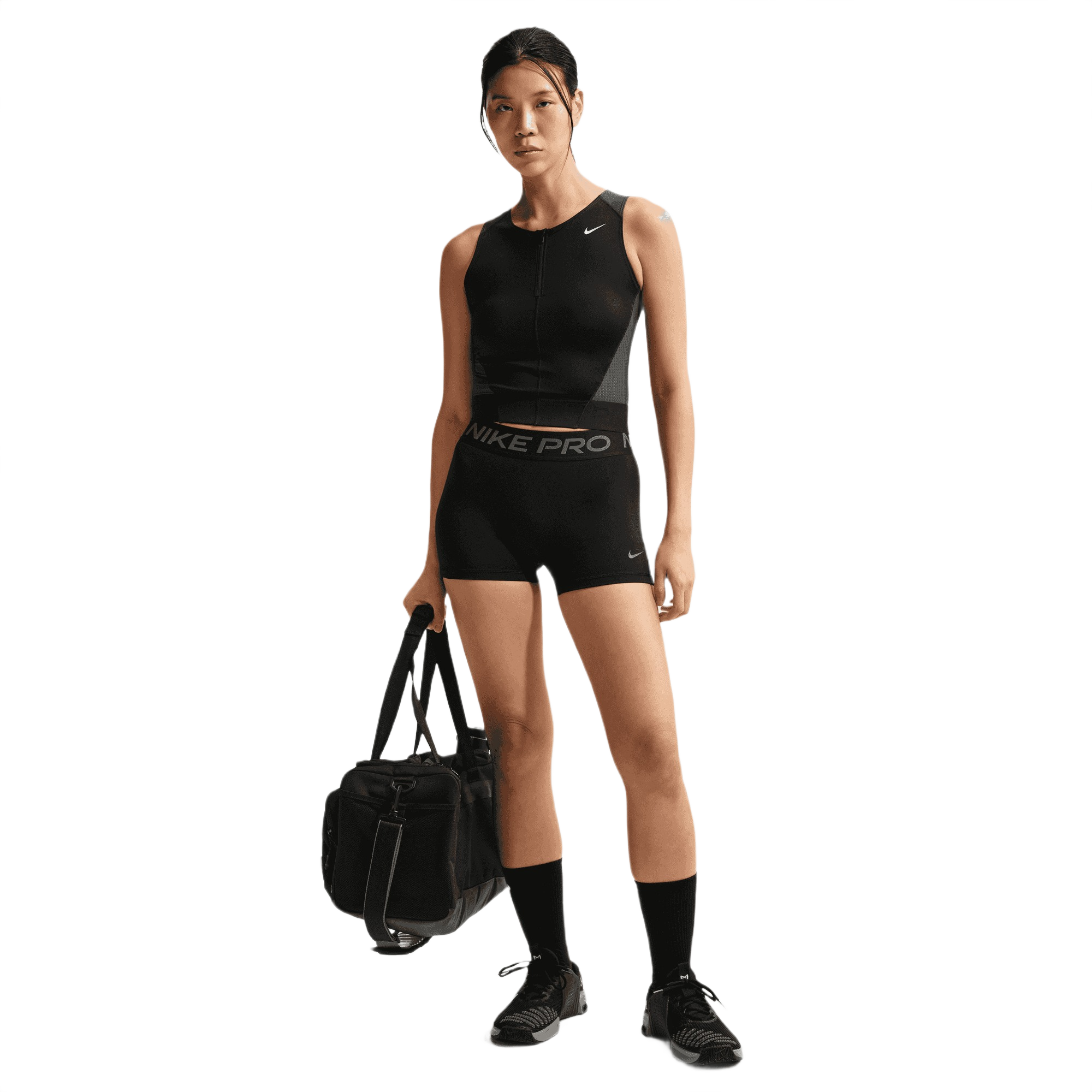 Nike Women's Pro Mid-Rise 3" Biker Shorts - Black/Grey - BLACK/GREY